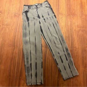 Wilfred Aritzia Black and Green Straight Leg Tie Dye Jeans (Kelsey Pant)